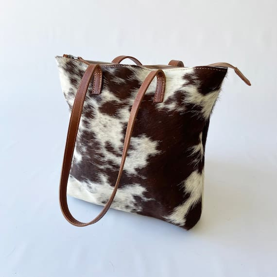Cow Hair on leather handbags for women 7.3