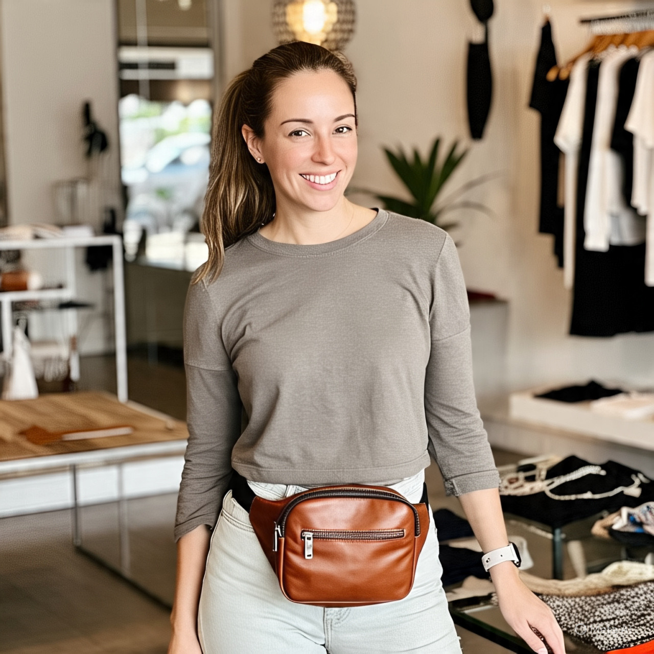 women's leather waist bag