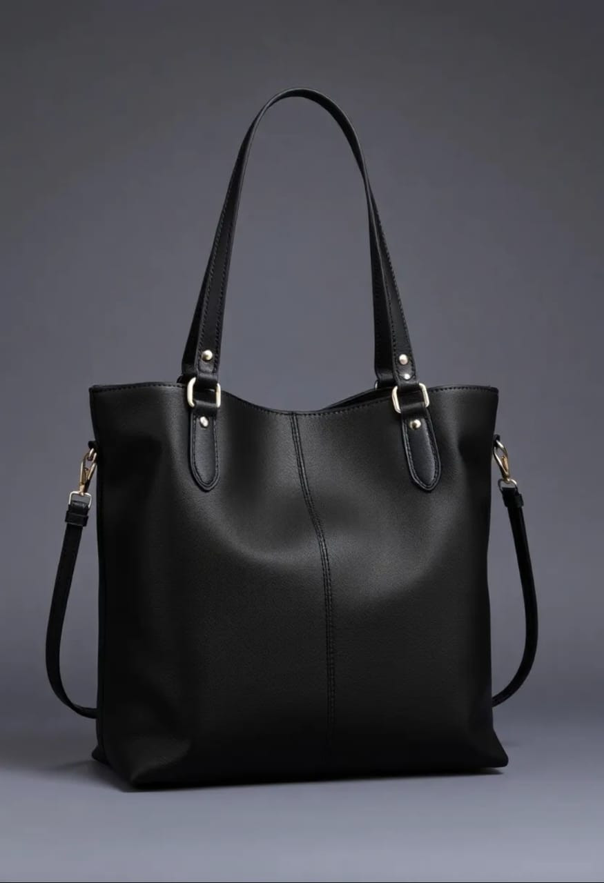 Genuine leather black handbag for women 4.1