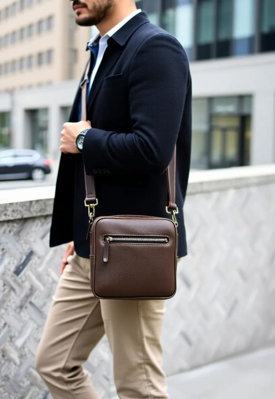 handmade leather sling bags for men's 7.6