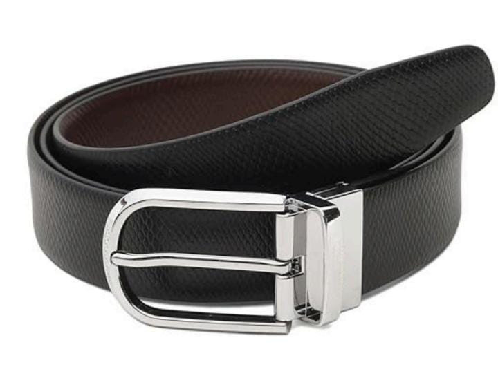 leather belt with silver buckle for men's 3.4